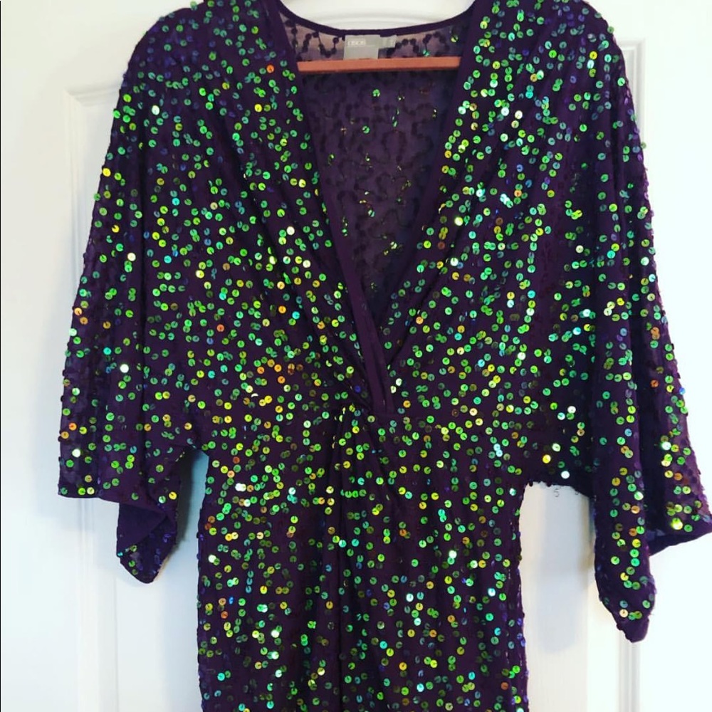 Asos purple sequin kimono dress